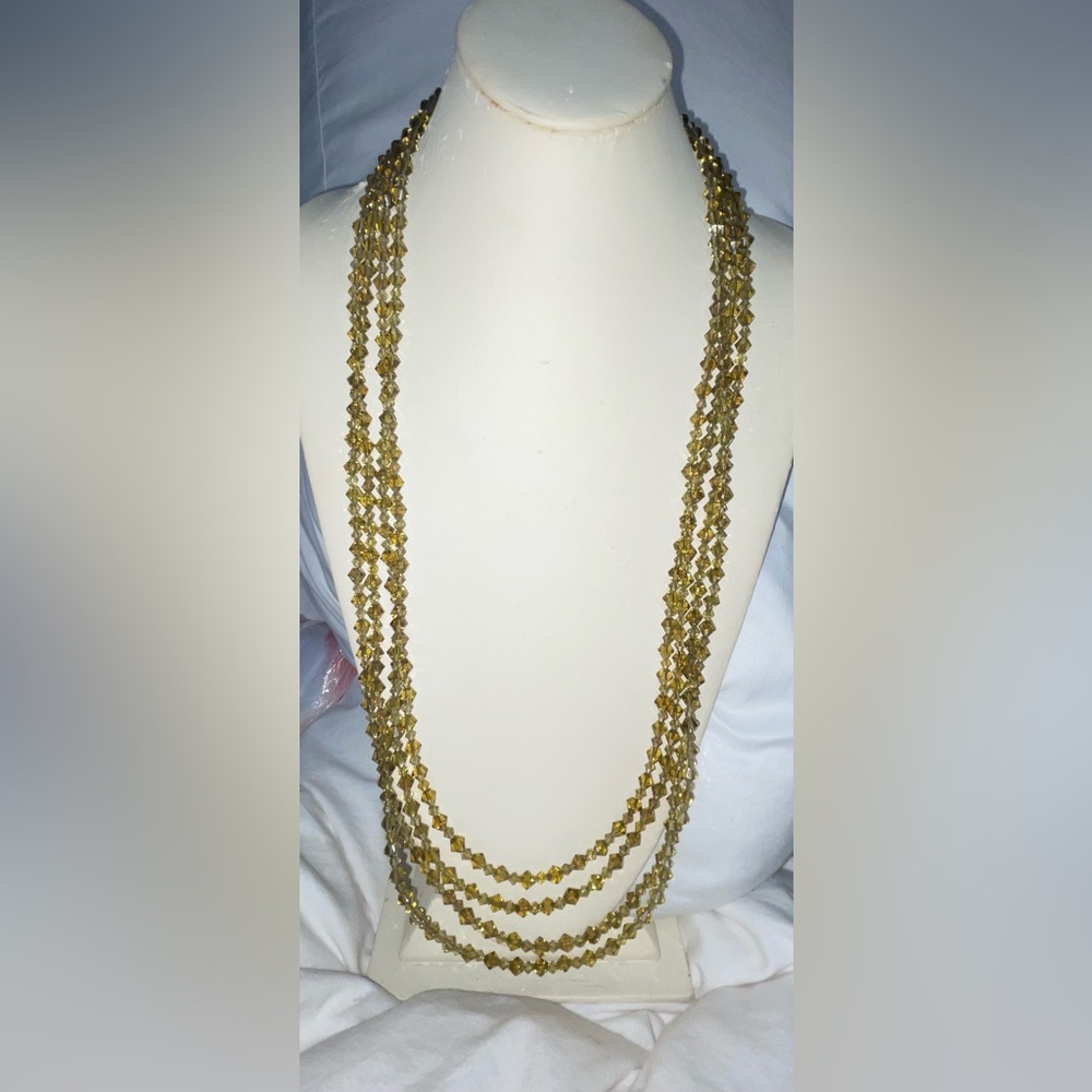 60” Clear Sea Green Crystal Continuous Strand Necklace